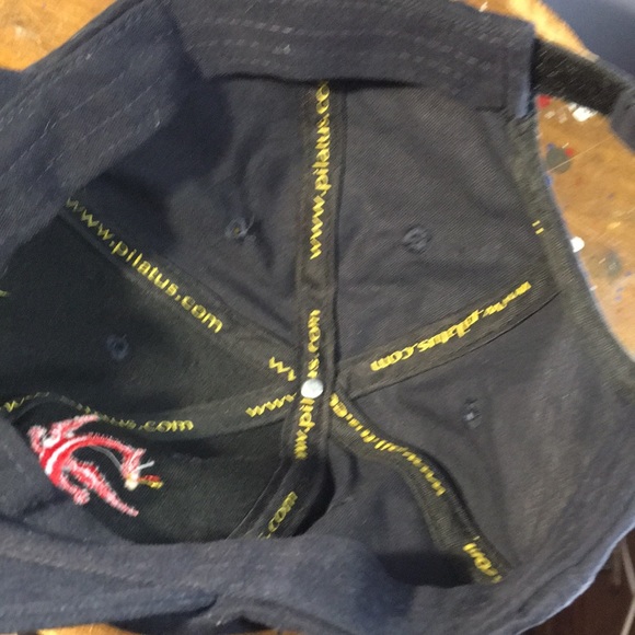 Dark blue Pilatus Globus full 6 panel hat adjustable back strap cap w stitching - Picture 11 of 13